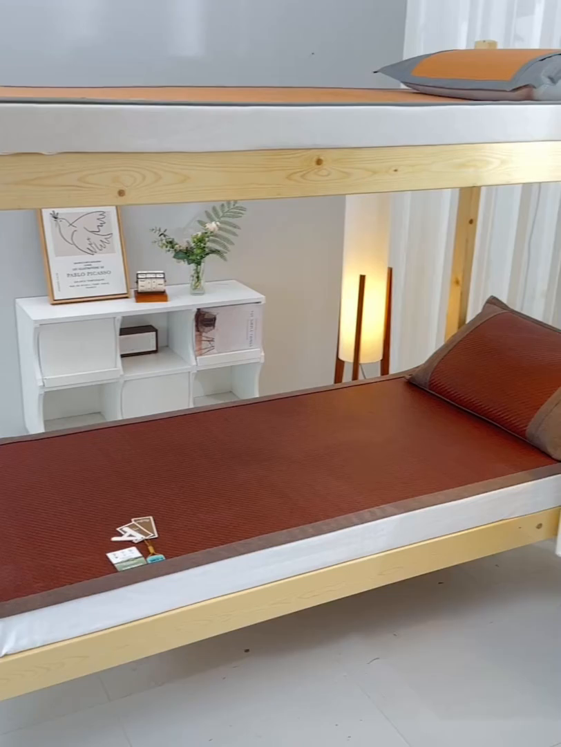 91家纺网 家纺一手货源 找家纺 小牛席业 2025新款PE冷感霸王藤凉席（经典包边款） 咖色