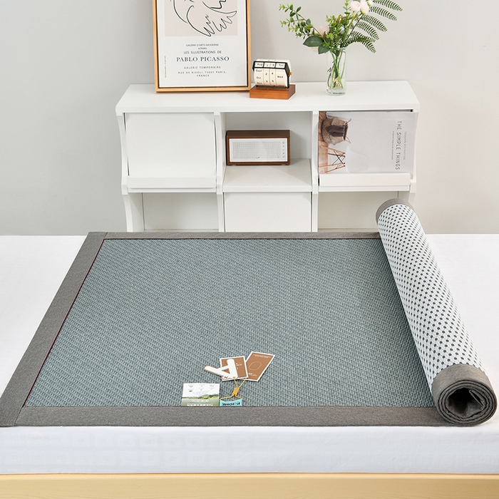 91家纺网 家纺一手货源 找家纺 小牛席业 2025新款PE冷感霸王藤凉席（经典包边款） 蓝色