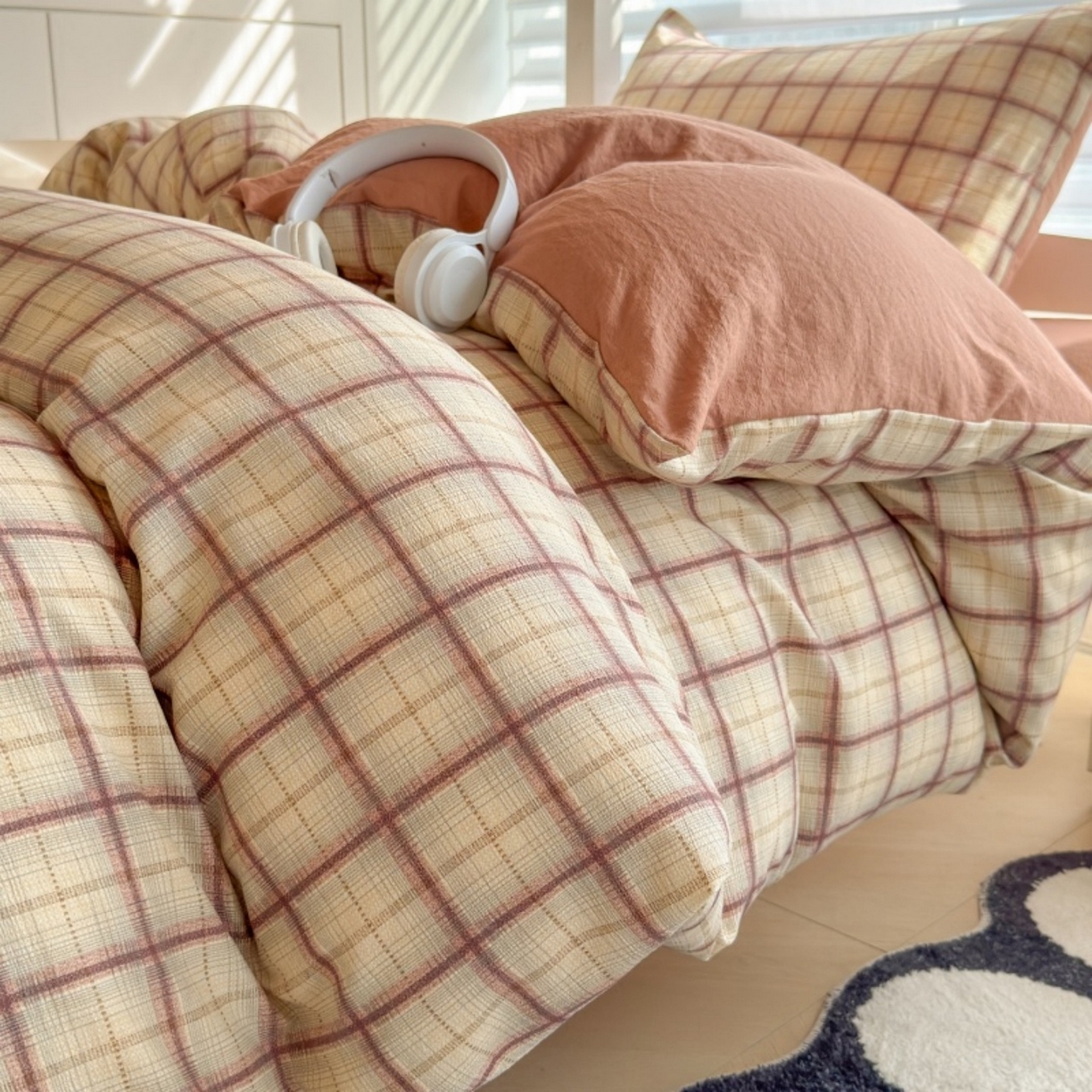 91家纺网 家纺一手货源 找家纺 雨田家纺 2025新款A类汉麻双层纱学生宿舍三件套上下铺三件套 初春