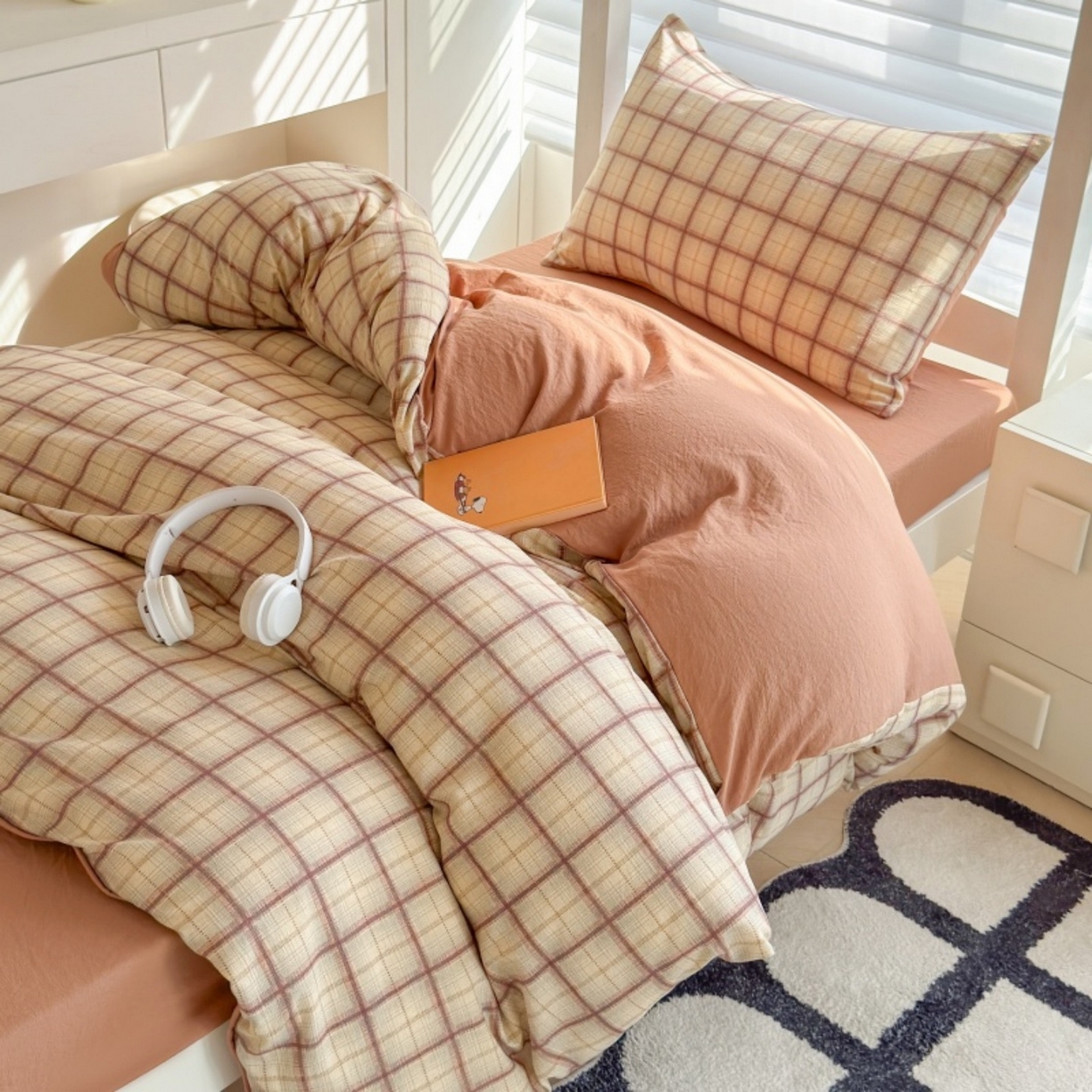 91家纺网 家纺一手货源 找家纺 雨田家纺 2025新款A类汉麻双层纱学生宿舍三件套上下铺三件套 初春