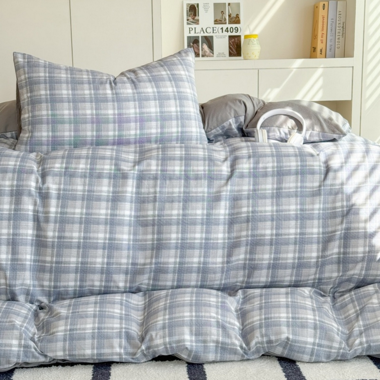 91家纺网 家纺一手货源 找家纺 雨田家纺 2025新款A类汉麻双层纱学生宿舍三件套上下铺三件套 快乐时光