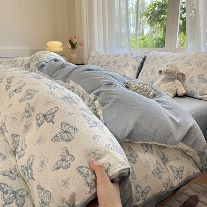 91家纺网 家纺一手货源 找家纺 （总）王朝国际 2025爆款皱皱双层纱四件套