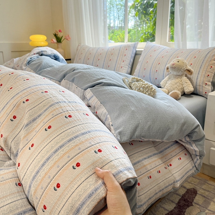 91家纺网 家纺一手货源 找家纺 （总）王朝国际 2025爆款皱皱双层纱四件套