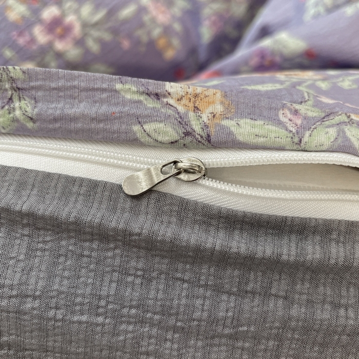 91家纺网 家纺一手货源 找家纺 王朝国际 2026爆款皱皱双层纱四件套暗香紫