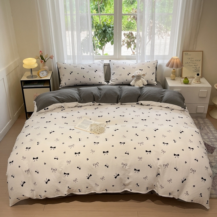 91家纺网 家纺一手货源 找家纺 王朝国际 2026爆款皱皱双层纱四件套告白