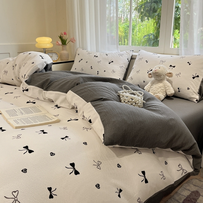 91家纺网 家纺一手货源 找家纺 王朝国际 2026爆款皱皱双层纱四件套告白