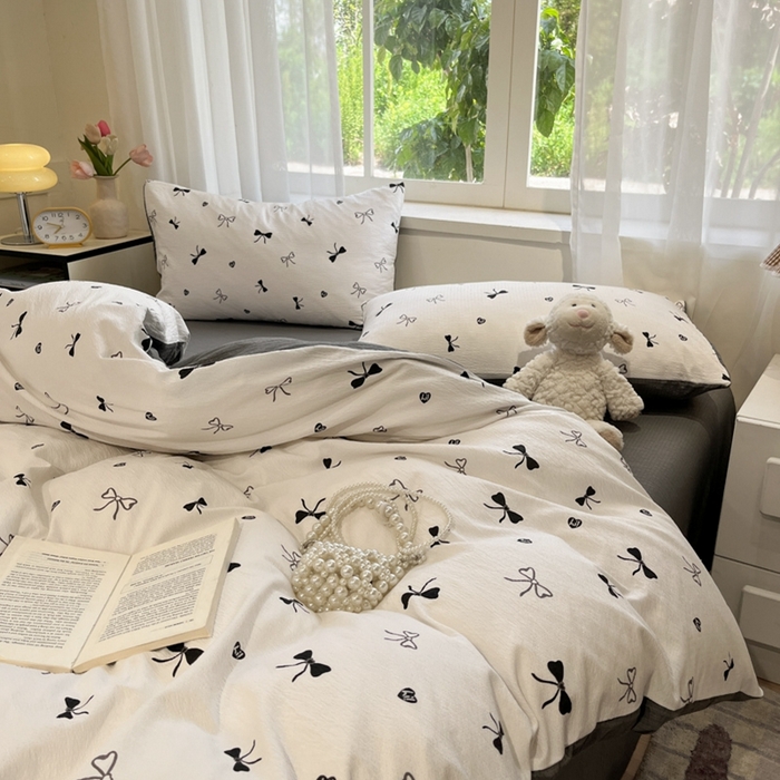 91家纺网 家纺一手货源 找家纺 王朝国际 2026爆款皱皱双层纱四件套告白