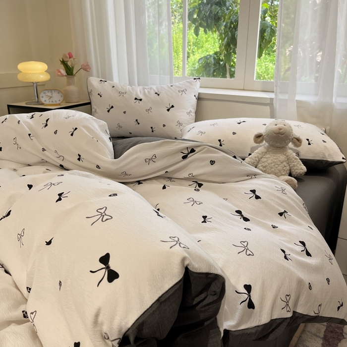 91家纺网 家纺一手货源 找家纺 王朝国际 2026爆款皱皱双层纱四件套告白