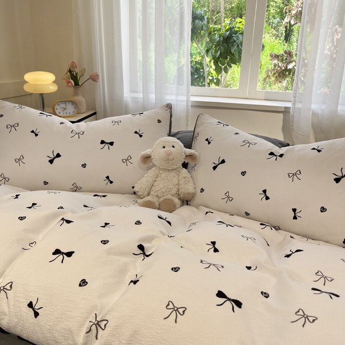 91家纺网 家纺一手货源 找家纺 王朝国际 2026爆款皱皱双层纱四件套告白