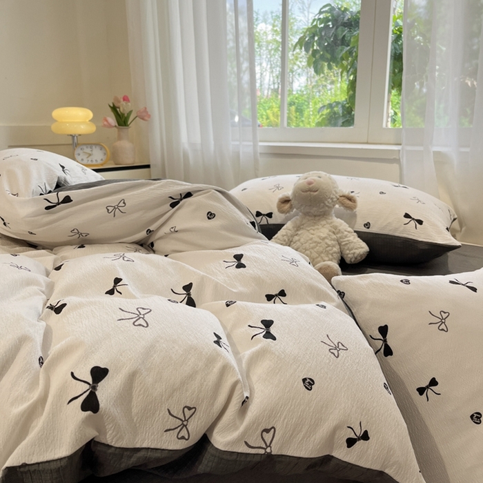 91家纺网 家纺一手货源 找家纺 王朝国际 2026爆款皱皱双层纱四件套告白