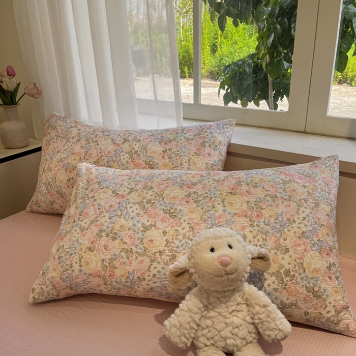 91家纺网 家纺一手货源 找家纺 王朝国际 2026爆款皱皱双层纱四件套花仙子