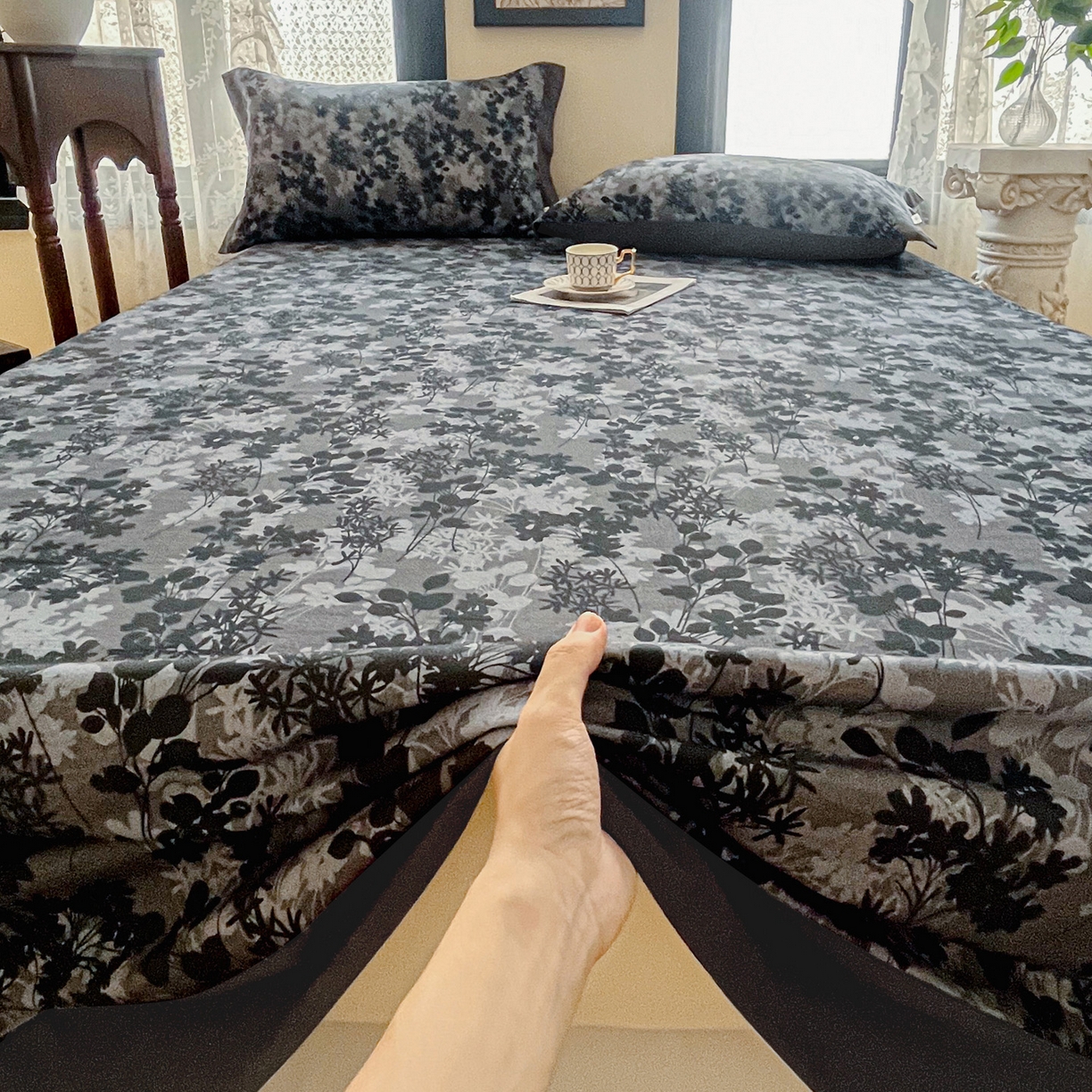 91家纺网 家纺一手货源 找家纺 慕梵家居2025新款100%全棉磨毛包边单床单 繁花藤叙