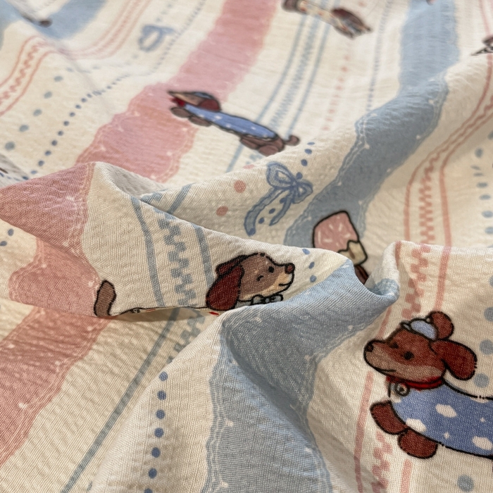 91家纺网 家纺一手货源 找家纺 王朝国际 2026爆款皱皱双层纱四件套小奶狗