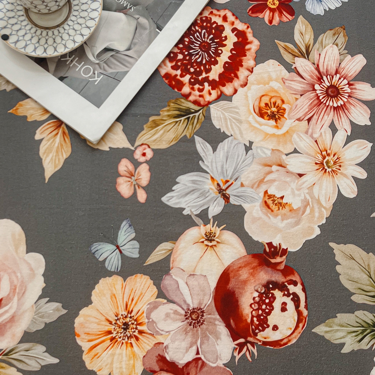 91家纺网 家纺一手货源 找家纺 慕梵家居2025新款100%全棉磨毛包边单床单 石榴花灰