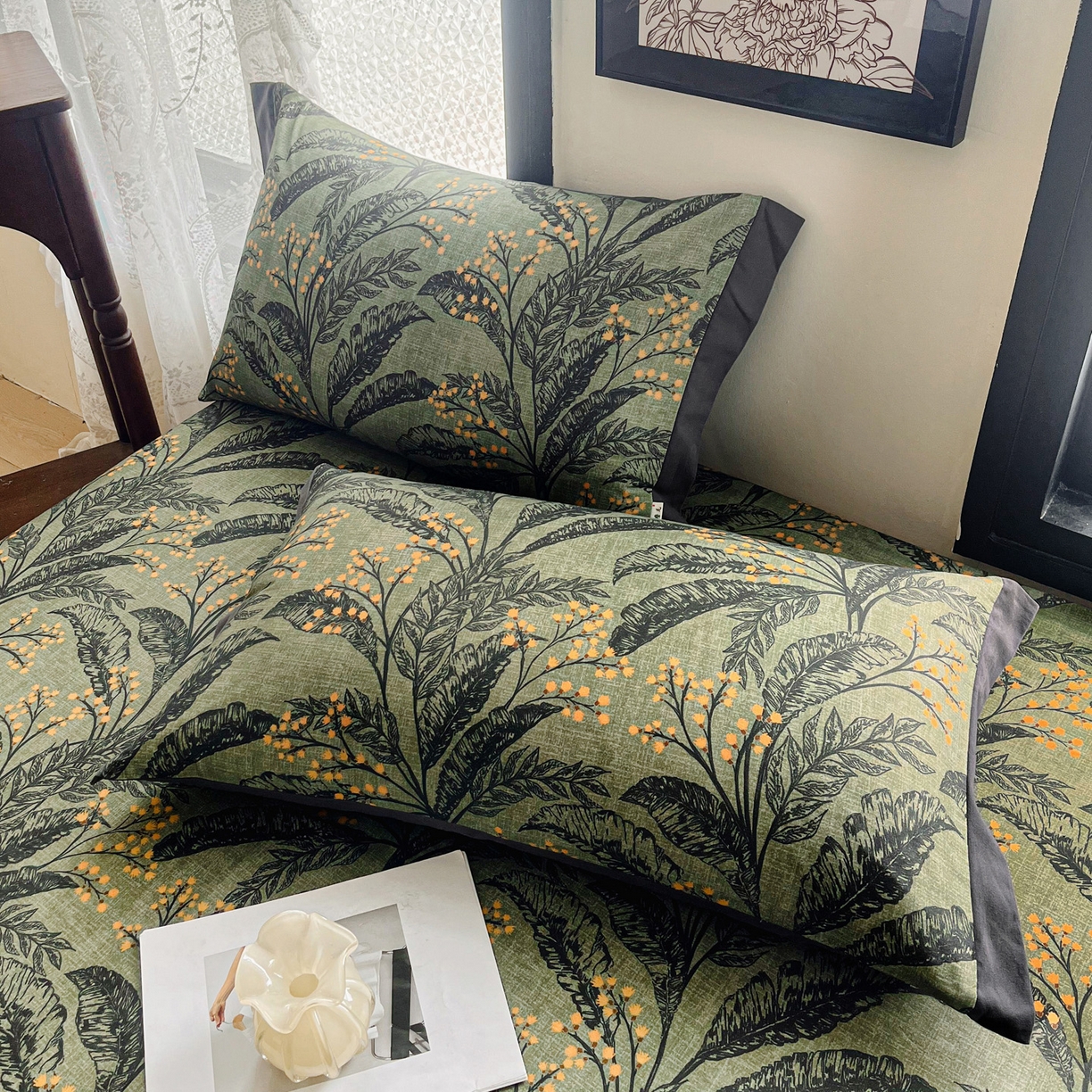 91家纺网 家纺一手货源 找家纺 慕梵家居2025新款100%全棉磨毛包边单床单 硕果累累