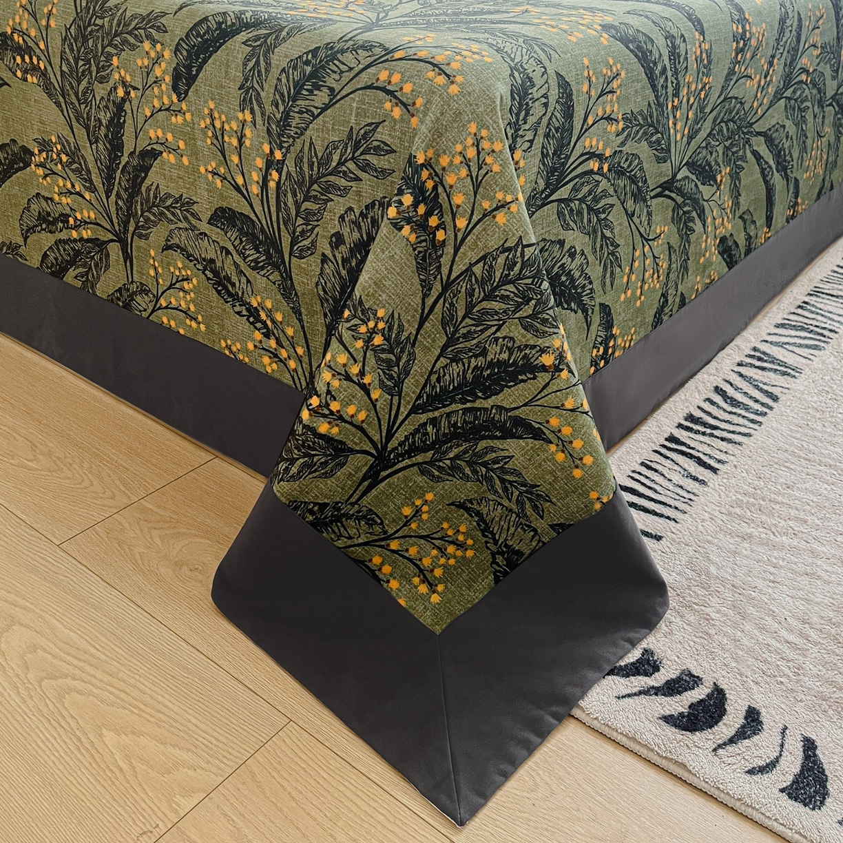 91家纺网 家纺一手货源 找家纺 慕梵家居2025新款100%全棉磨毛包边单床单 硕果累累