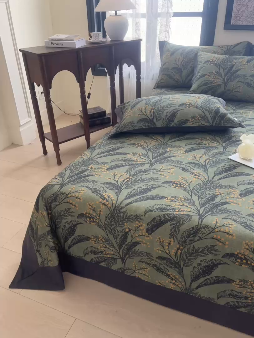 91家纺网 家纺一手货源 找家纺 慕梵家居2025新款100%全棉磨毛包边单床单 硕果累累