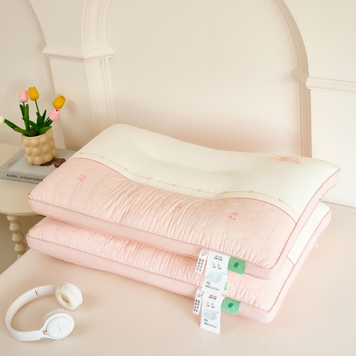 晚儿 2025新款天丝美 肤护颈枕枕头枕芯 粉色