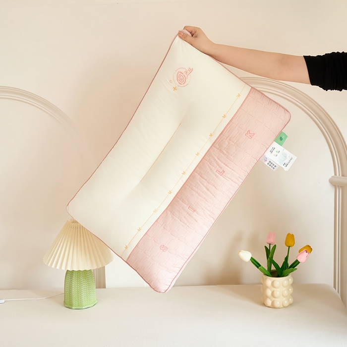 91家纺网 家纺一手货源 找家纺 晚儿 2025新款天丝美 肤护颈枕枕头枕芯 粉色