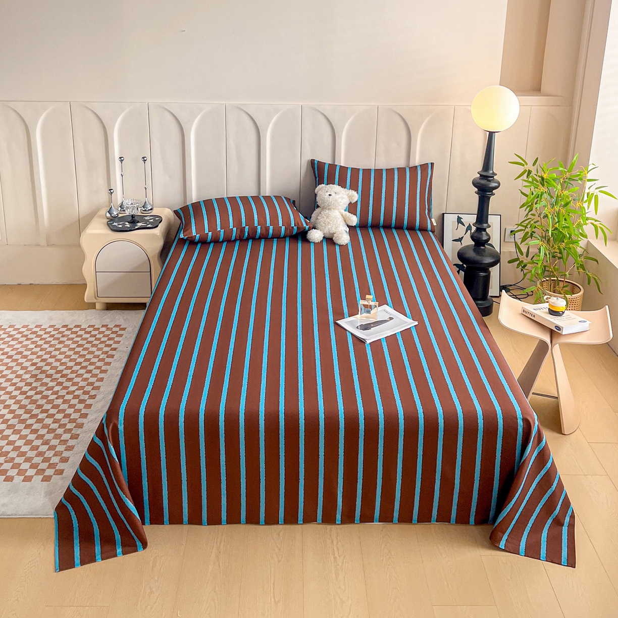 91家纺网 家纺一手货源 找家纺 慕梵家居2025新款100%全棉磨毛单床单 律动咖