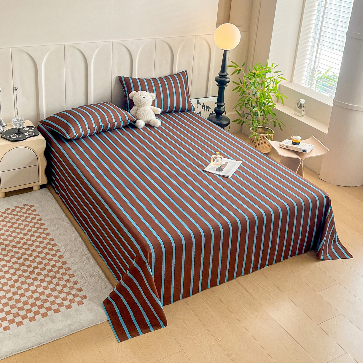 91家纺网 家纺一手货源 找家纺 慕梵家居2025新款100%全棉磨毛单床单 律动咖