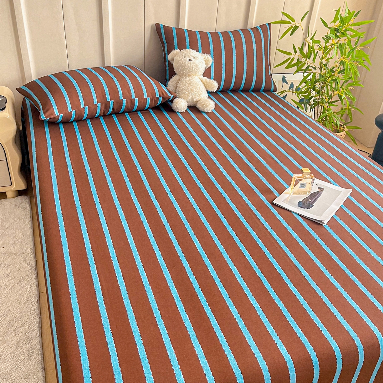 91家纺网 家纺一手货源 找家纺 慕梵家居2025新款100%全棉磨毛单床单 律动咖