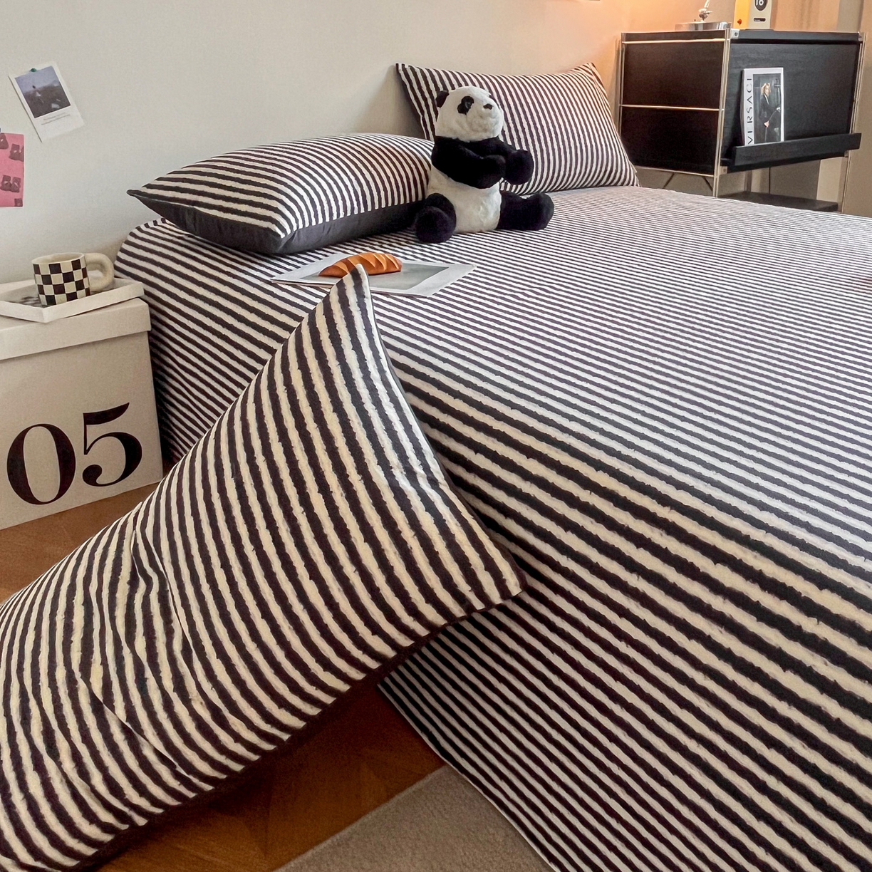 91家纺网 家纺一手货源 找家纺 慕梵家居2025新款100%全棉磨毛单床单 墨白