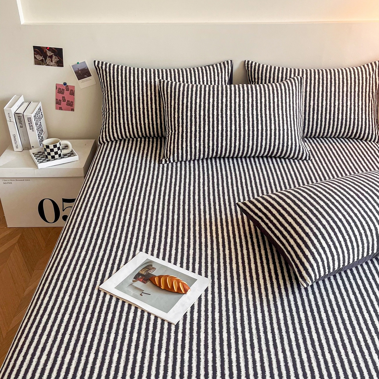 91家纺网 家纺一手货源 找家纺 慕梵家居2025新款100%全棉磨毛单床单 墨白