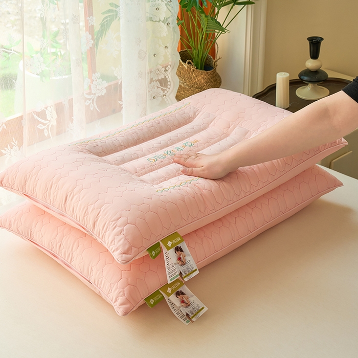 91家纺网 家纺一手货源 找家纺 晚儿 2025新款负离子仙丝本草枕枕头枕芯 粉色