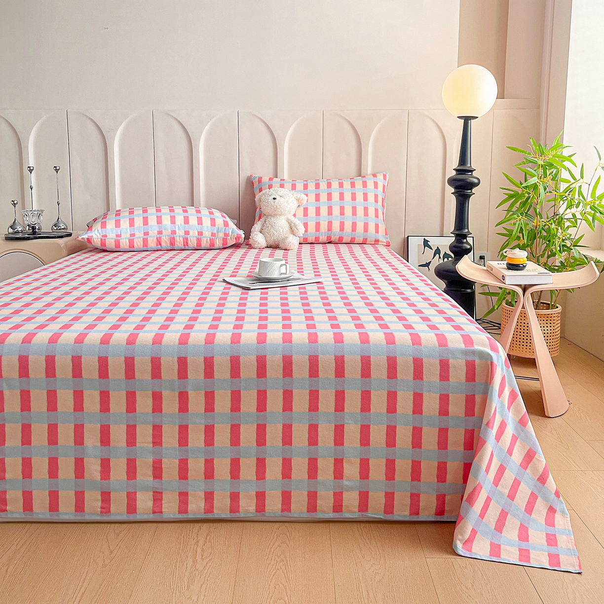 91家纺网 家纺一手货源 找家纺 慕梵家居2025新款100%全棉磨毛单床单 糖果粉