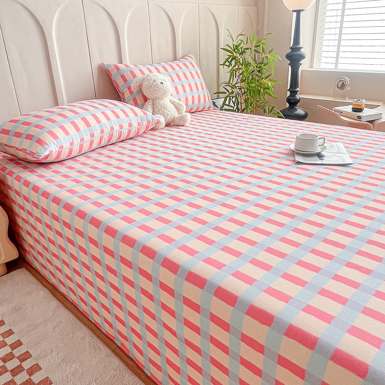 91家纺网 家纺一手货源 找家纺 慕梵家居2025新款100%全棉磨毛单床单 糖果粉