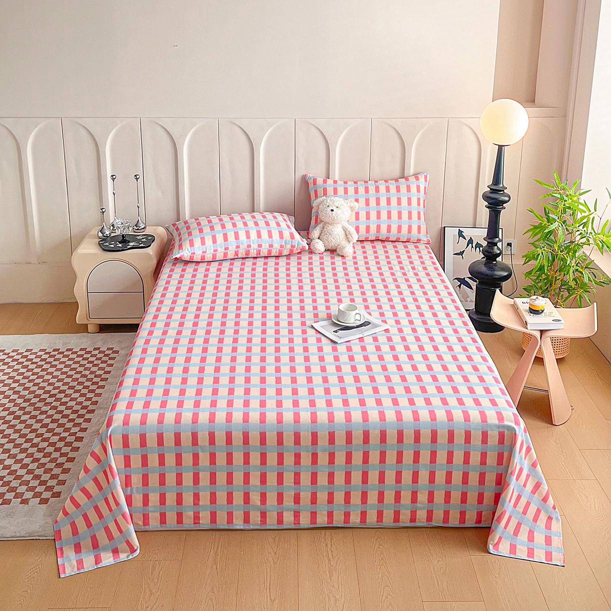 91家纺网 家纺一手货源 找家纺 慕梵家居2025新款100%全棉磨毛单床单 糖果粉