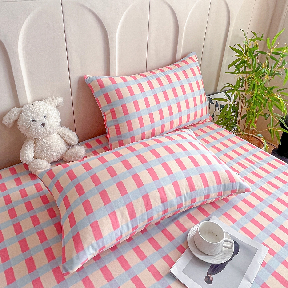 91家纺网 家纺一手货源 找家纺 慕梵家居2025新款100%全棉磨毛单床单 糖果粉