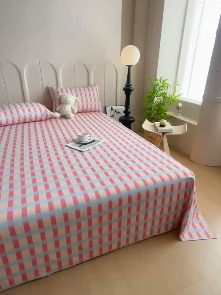 91家纺网 家纺一手货源 找家纺 慕梵家居2025新款100%全棉磨毛单床单 糖果粉