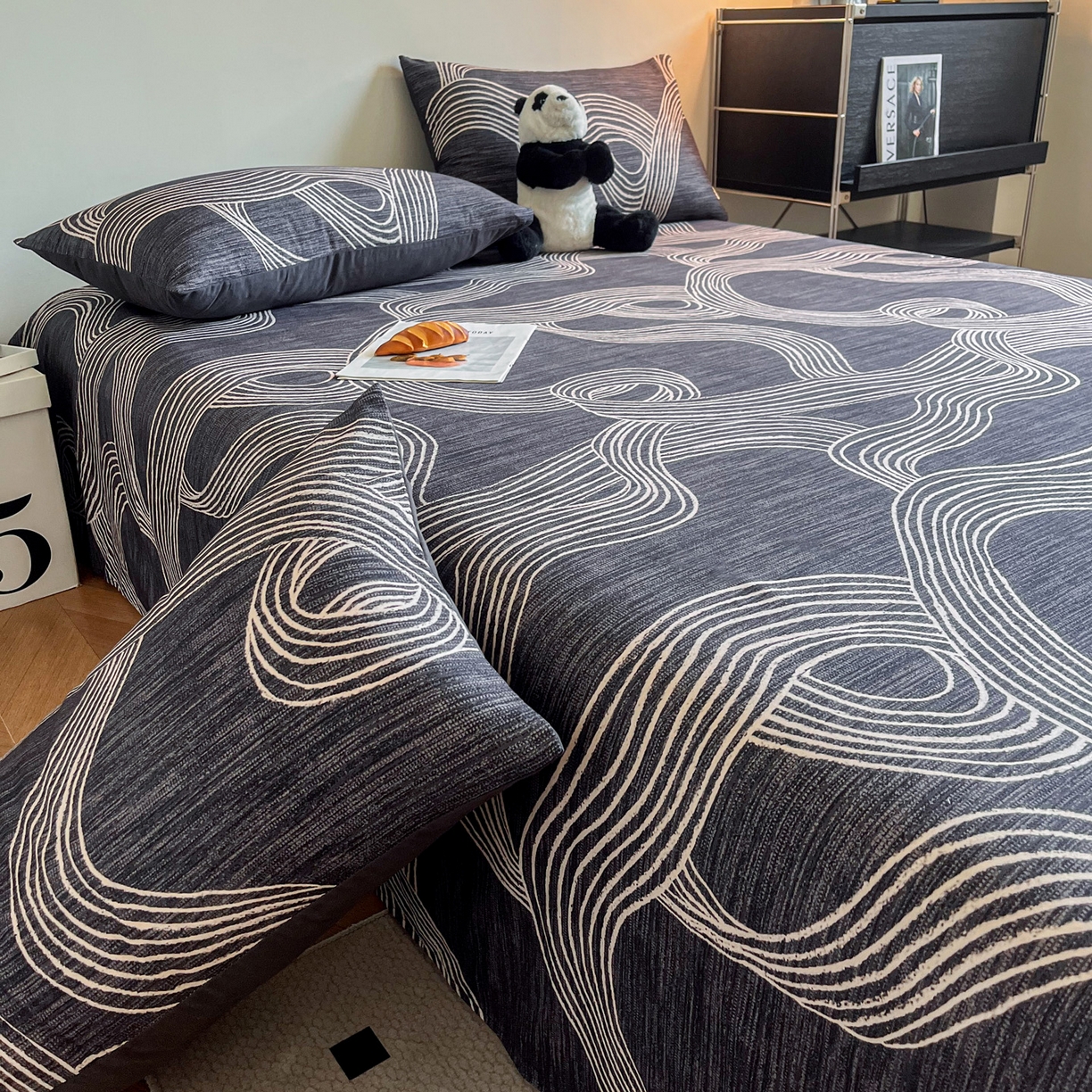 91家纺网 家纺一手货源 找家纺 慕梵家居2025新款100%全棉磨毛单床单 星轨