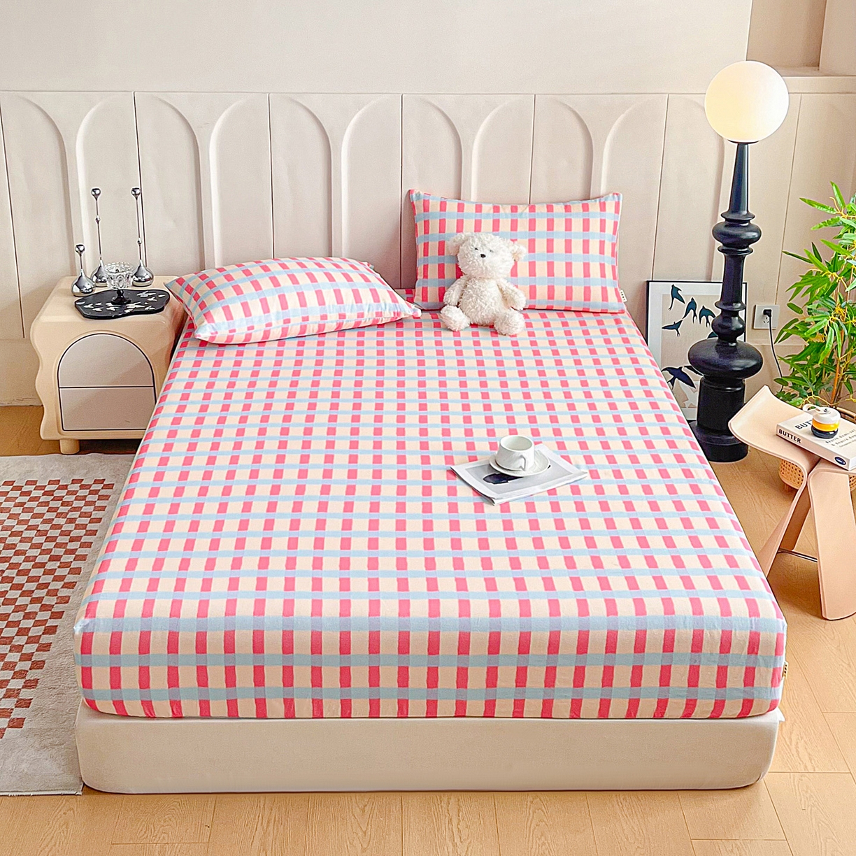 91家纺网 家纺一手货源 找家纺 慕梵家居2025新款100%全棉磨毛单床笠 糖果粉