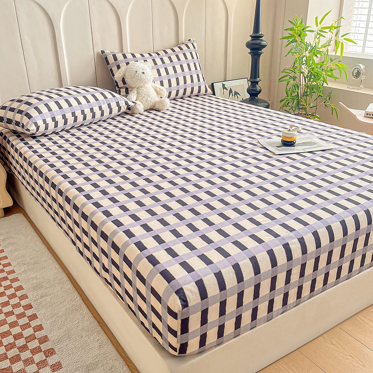 91家纺网 家纺一手货源 找家纺 慕梵家居2025新款100%全棉磨毛单床笠 缤纷