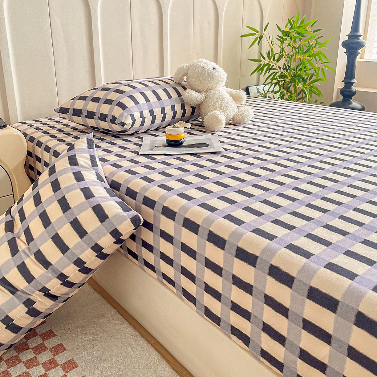 91家纺网 家纺一手货源 找家纺 慕梵家居2025新款100%全棉磨毛单床笠 缤纷