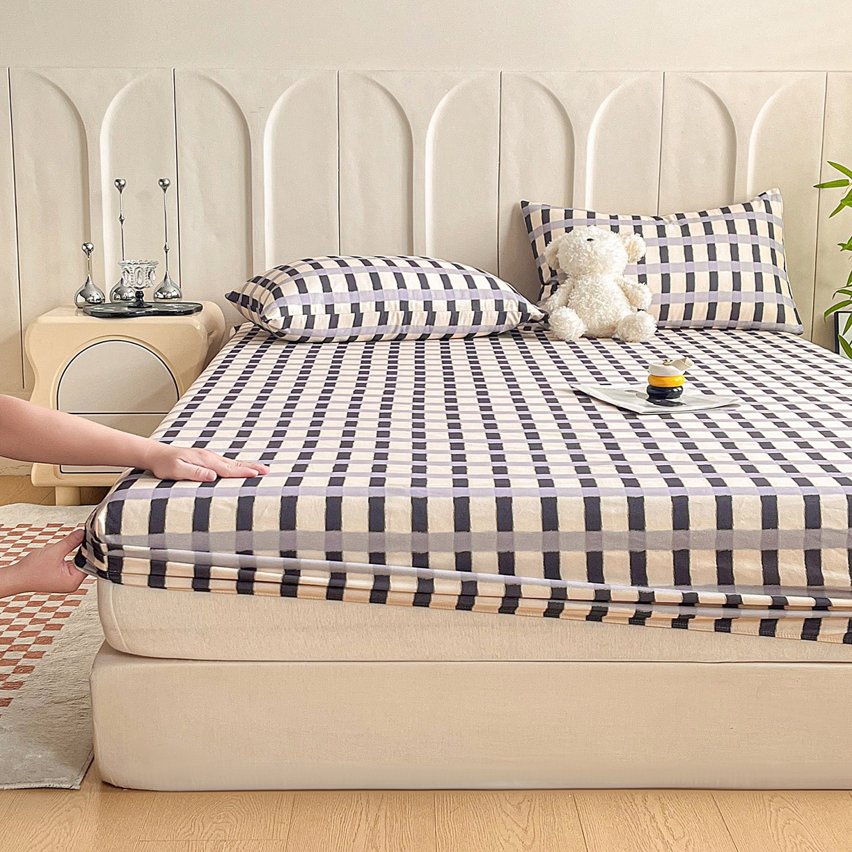 91家纺网 家纺一手货源 找家纺 慕梵家居2025新款100%全棉磨毛单床笠 缤纷