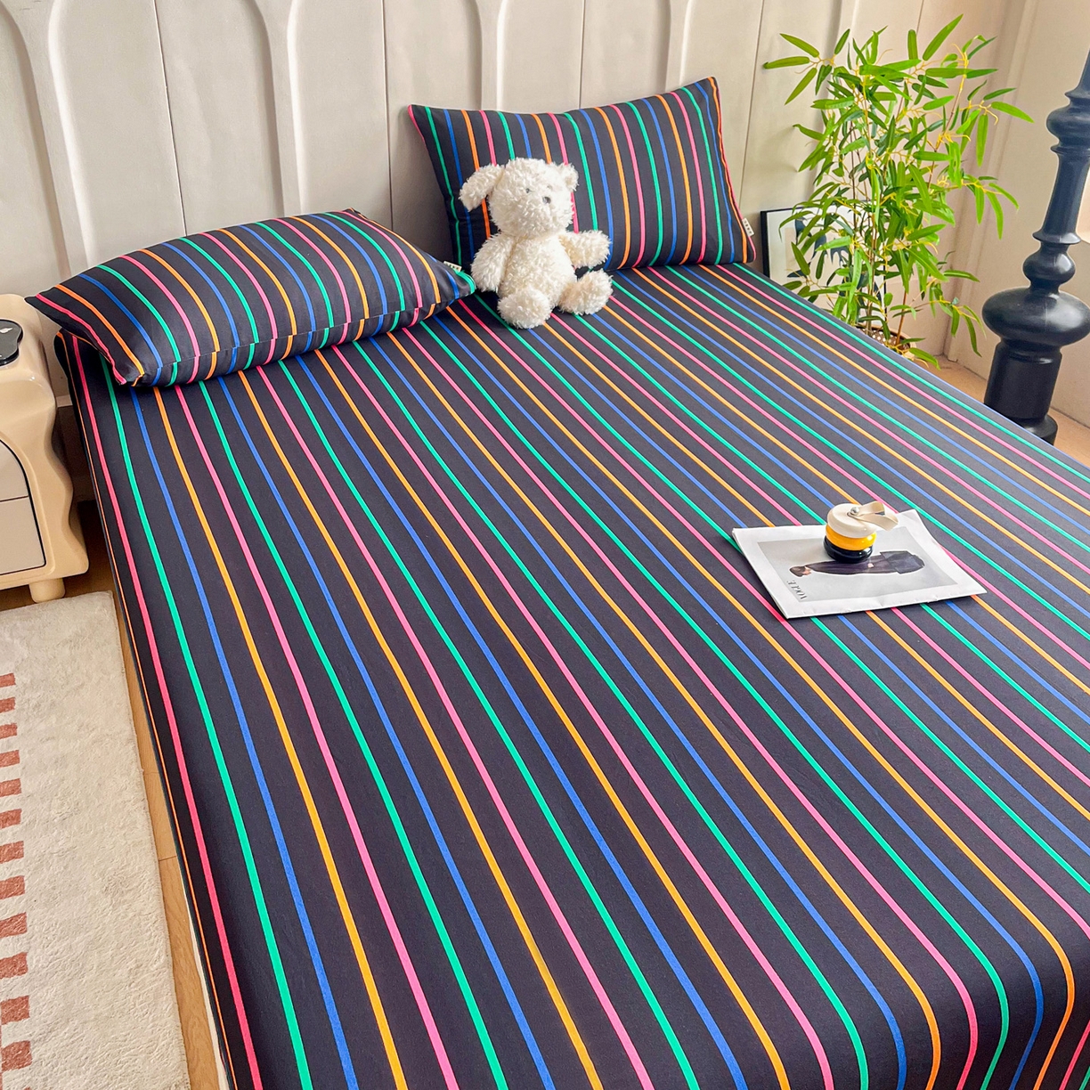 91家纺网 家纺一手货源 找家纺 慕梵家居2025新款100%全棉磨毛单床笠 炽热