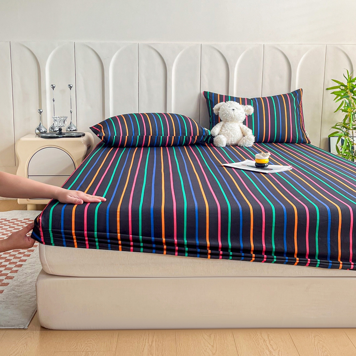 91家纺网 家纺一手货源 找家纺 慕梵家居2025新款100%全棉磨毛单床笠 炽热