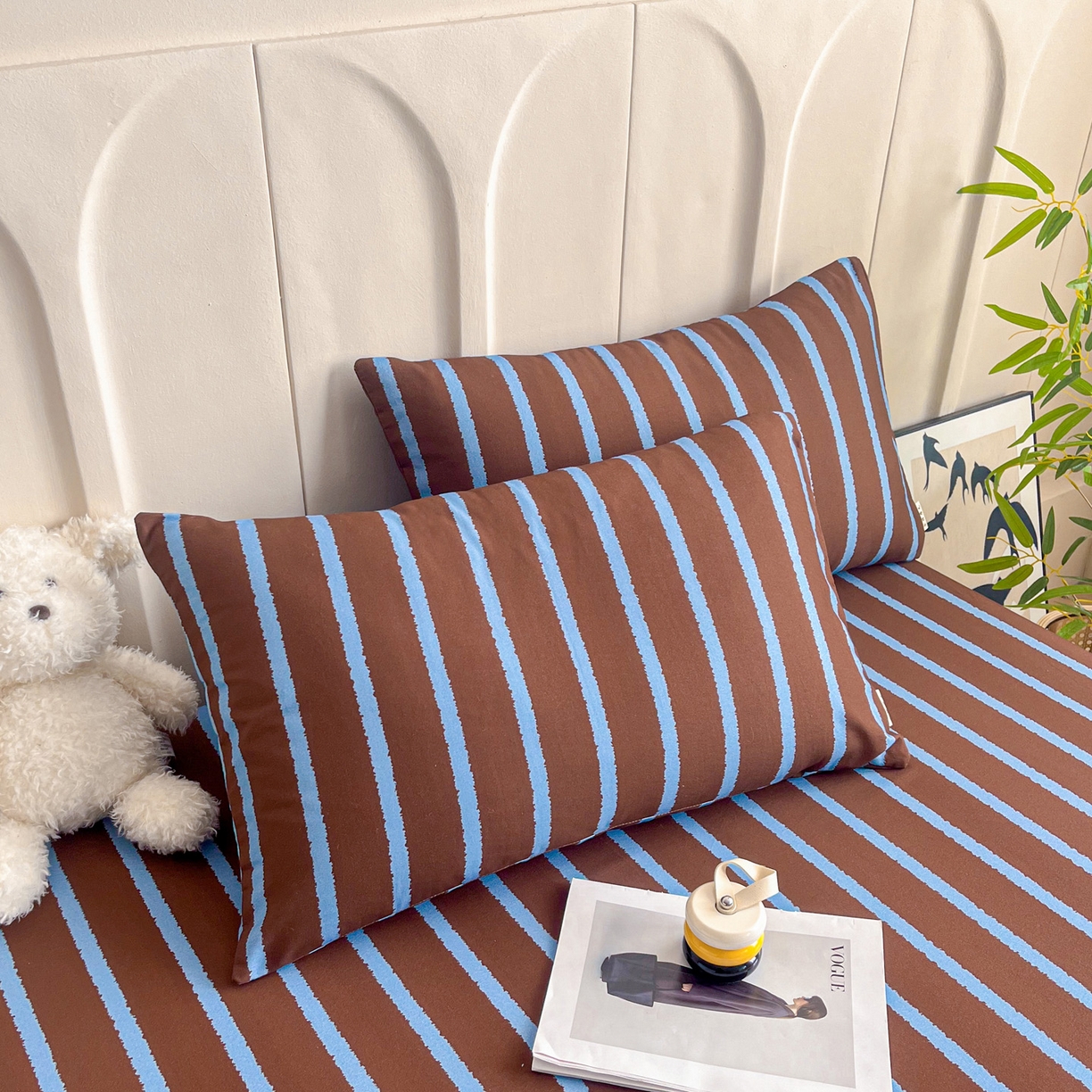 91家纺网 家纺一手货源 找家纺 慕梵家居2025新款100%全棉磨毛单床笠 律动咖