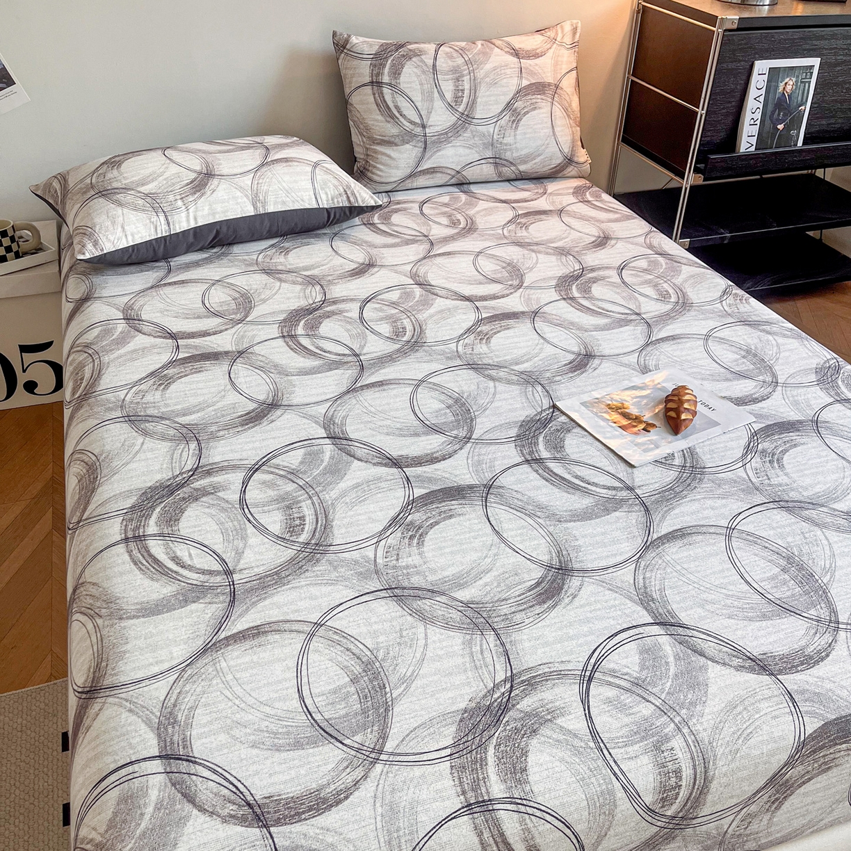 91家纺网 家纺一手货源 找家纺 慕梵家居2025新款100%全棉磨毛单床笠 漫行