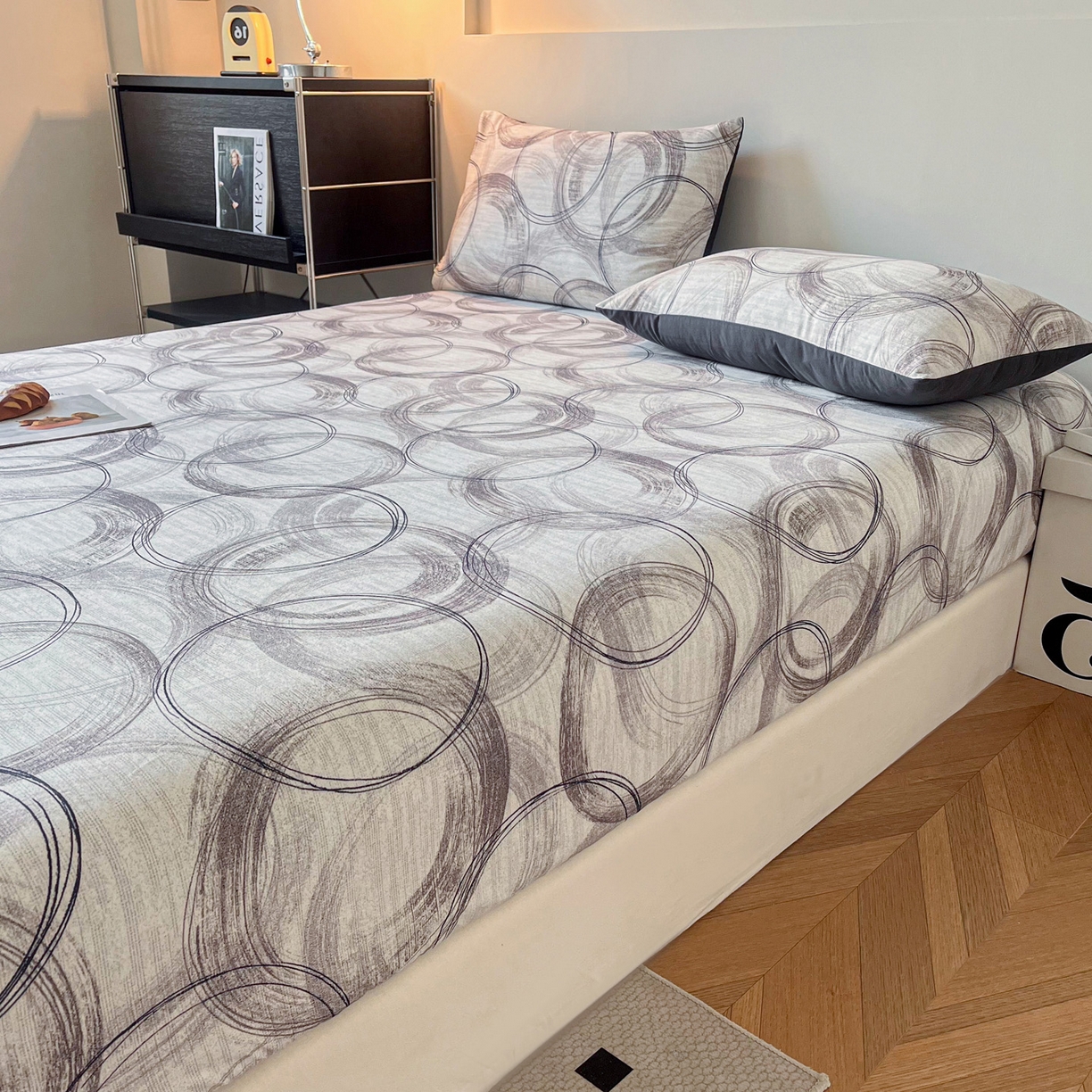 91家纺网 家纺一手货源 找家纺 慕梵家居2025新款100%全棉磨毛单床笠 漫行