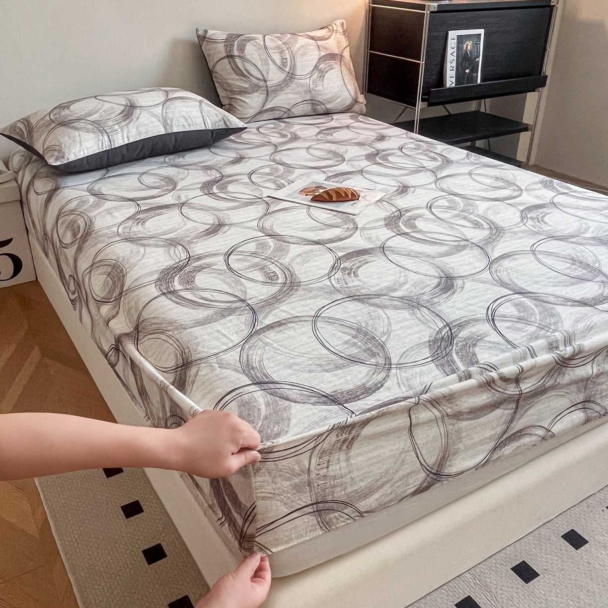 91家纺网 家纺一手货源 找家纺 慕梵家居2025新款100%全棉磨毛单床笠 漫行