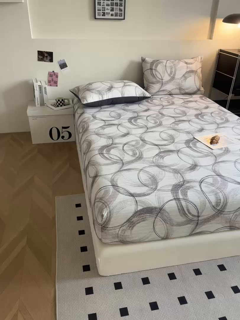 91家纺网 家纺一手货源 找家纺 慕梵家居2025新款100%全棉磨毛单床笠 漫行