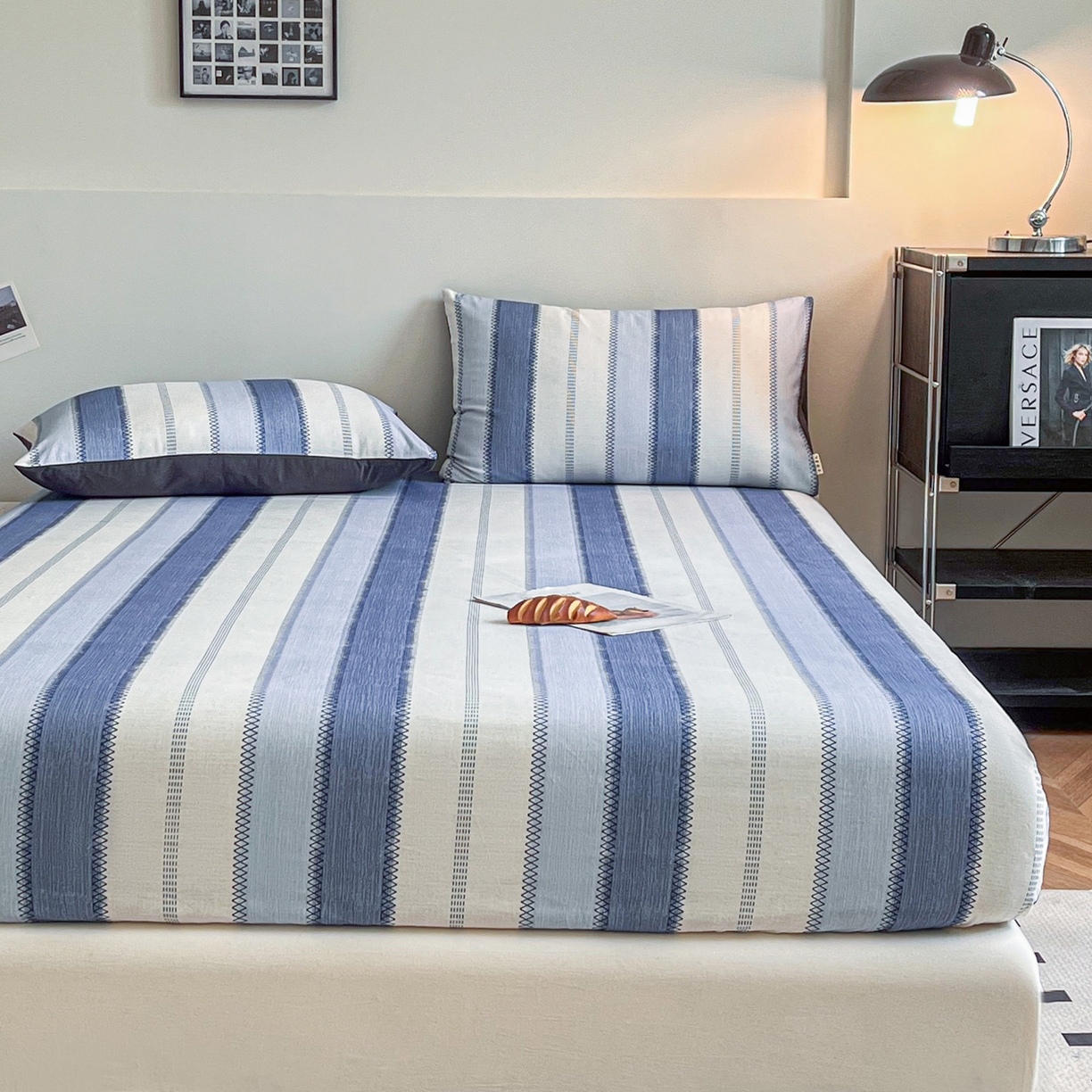 91家纺网 家纺一手货源 找家纺 慕梵家居2025新款100%全棉磨毛单床笠 晴空