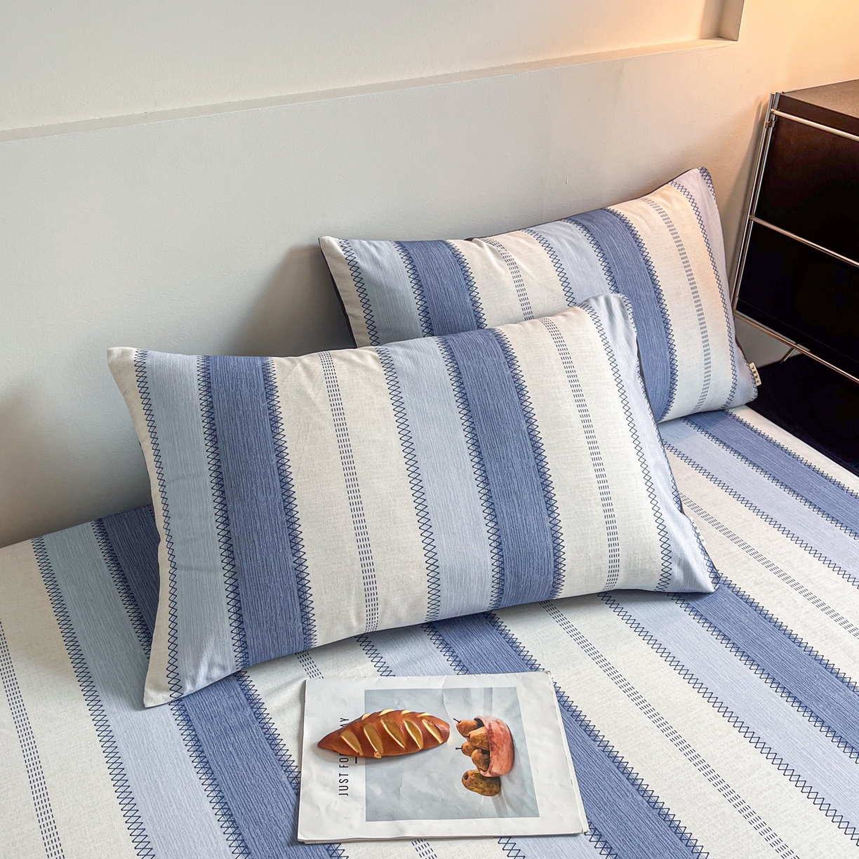 91家纺网 家纺一手货源 找家纺 慕梵家居2025新款100%全棉磨毛单床笠 晴空