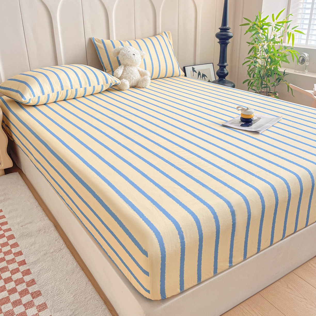 91家纺网 家纺一手货源 找家纺 慕梵家居2025新款100%全棉磨毛单床笠 跃梦