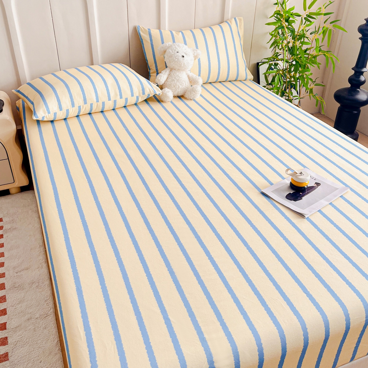 91家纺网 家纺一手货源 找家纺 慕梵家居2025新款100%全棉磨毛单床笠 跃梦